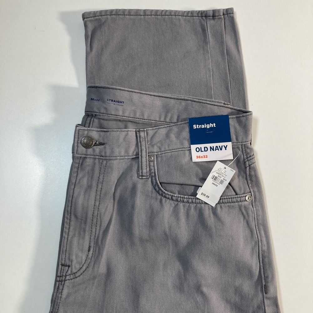 NEW Old Navy Jeans 36x32‎ Straight Gray Denim Casual Built In Tough NWT